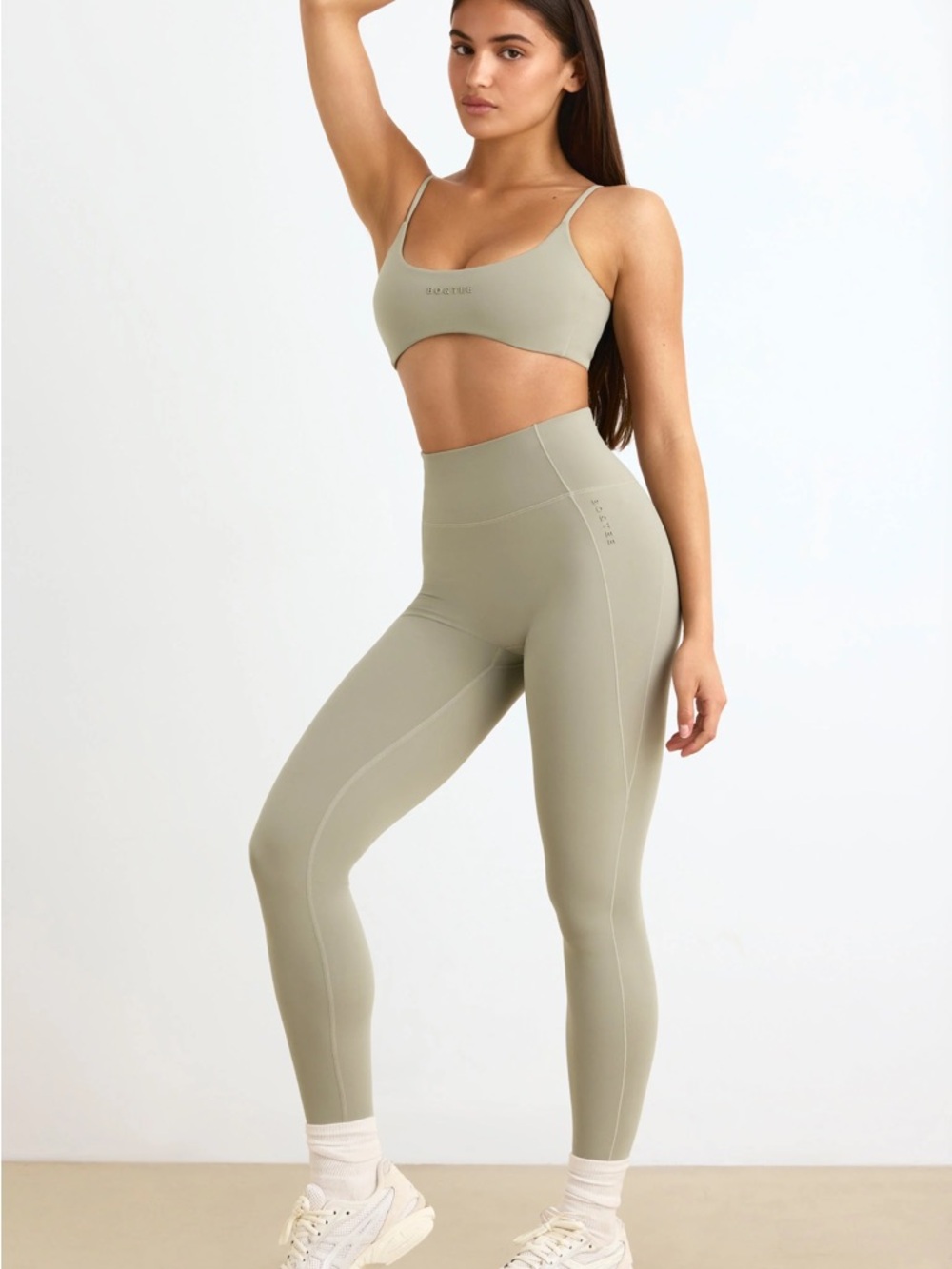 Bo + Tee soft active leggings & sports bra in Mineral